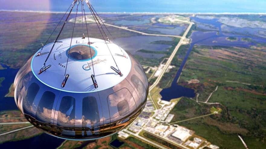 Rendering of Space Perspective's Spaceship Neptune in flight over Florida's Space Coast. Photo: Space Perspective