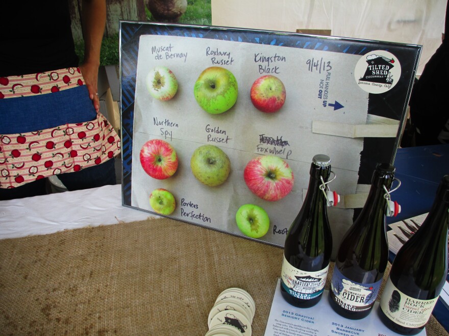 Tilted Shed's display of heirloom apple varieties at the April Cider Summit in Berkeley, Calif.
