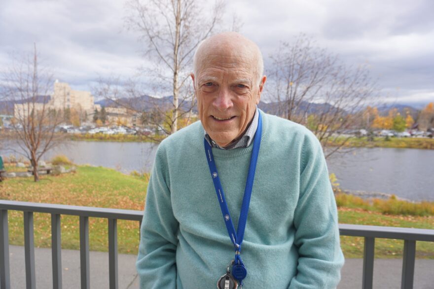 Dr. Brian McMahon, medical and research director of the liver and hepatitis program at the Alaska Native Tribal Health Consortium. stands outside at the constortium's campus on Oct. 8, 2025. McMahon tried to convince members of the federal Advisory Committee on Immunization Practices to keep in place a recommendation for universal Hepatitis B vaccination of newborns. McMahon has spoken of his experiences treating patients in Western Alaska, which in the 1970s had the world's highest rate of hepitiatis-caused childhood liver cancer. Newborn vaccinations have been critical to stopping the spread of Hepatitis B among Alaska Native children, McMahon said.