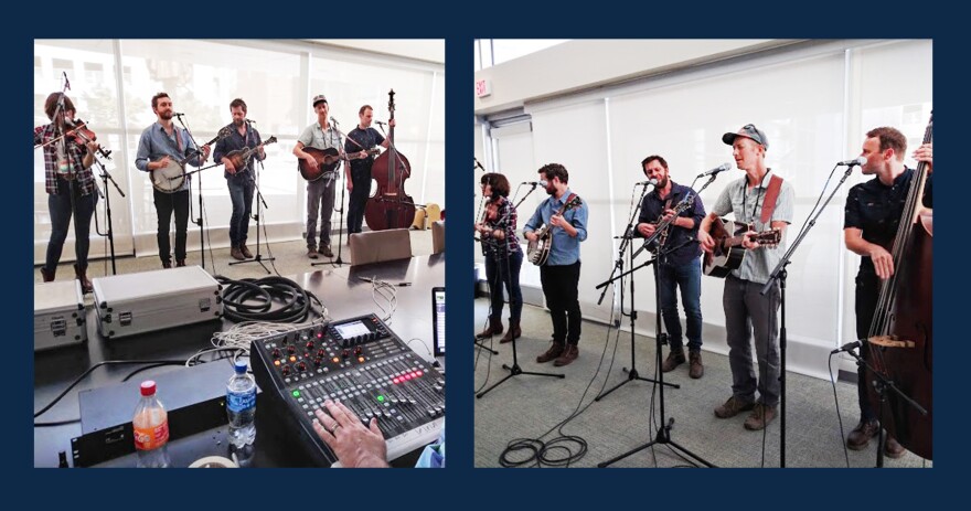 Band members playing bluegrass music 