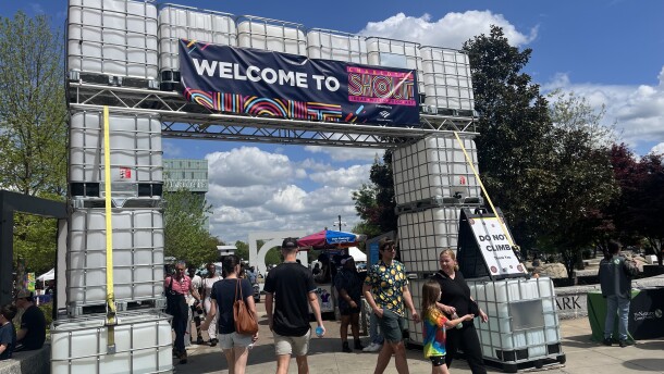 Community members gather in First Ward Park for the annual Charlotte Shout Festival.