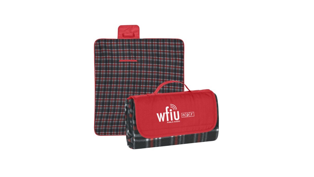 Photo of WFIU spring pack bag with red-white-grey tartan pattern