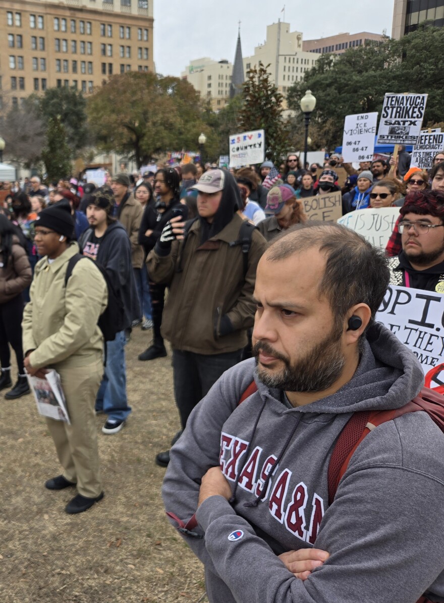 San Antonians fill Travis Park downtown to protest against Trump Administrations immigration policies and ICE