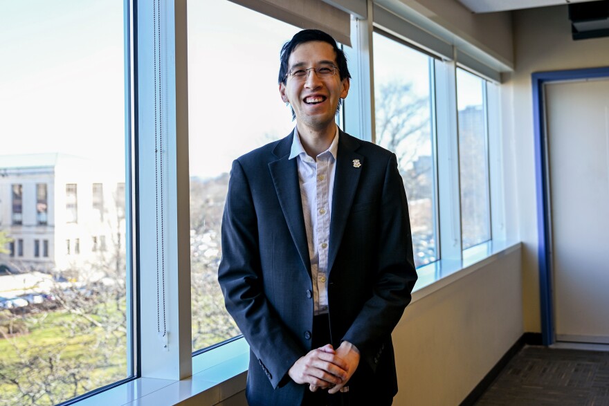 Alan Tan, co chair of the The Commission on Women, Children, Seniors, Equity & Opportunity (CWSEO) at the Connecticut Public Headquarters in Hartford, CT February 2nd, 2023.