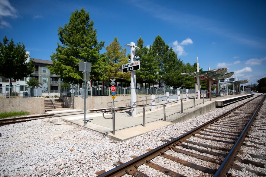 Capital Metro's MLK Jr. rail station is adjacent to Platform Apartments in East Austin.