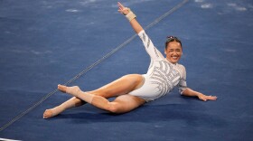 FILE - LSU's Aleah Finnegan competes on the floor exercise during the NCAA women's gymnastics championships in Fort Worth, Texas, April 20, 2024.