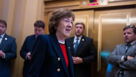 Sen. Susan Collins, R-Maine, chair of the Senate Appropriations Committee, heads to the chamber before votes on the immigration enforcement funding package, at the Capitol in Washington, Thursday, June 4, 2026. (J. Scott Applewhite/AP)