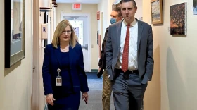 U.S. Rep. Seth Magaziner tours Wood River Health Services in Hope Valley with Wood River CEO Alison L. Croke.