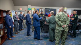 Gov. Rick DeSantis meets with law enforcement officials and leadership of Naval Air Station Pensacola following a fatal shooting there Dec. 6. COURTESY GOVERNOR'S PRESS OFFICE
