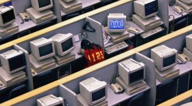 Many businesses no longer shut down at dusk — and workers often face a sleep deficit as they fit into different shifts. Here, a Chinese broker sleeps on her desk at the Shanghai Stock Exchange.