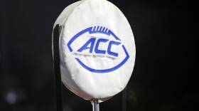 FILE - The ACC logo sits atop the chain marker during the second half of an NCAA college football game between Duke and North Carolina A&T in Durham, N.C., Saturday, Sept. 7, 2019. Legal online sports betting in North Carolina is poised to begin in March on the eve of the region’s beloved Atlantic Coast Conference men’s basketball tournament. Members of the state lottery commission voted Tuesday, Jan. 23, 2024, to set noon March 11 as the time in which sports betting can commence on mobile devices and computers. (AP Photo/Karl B DeBlaker, File)