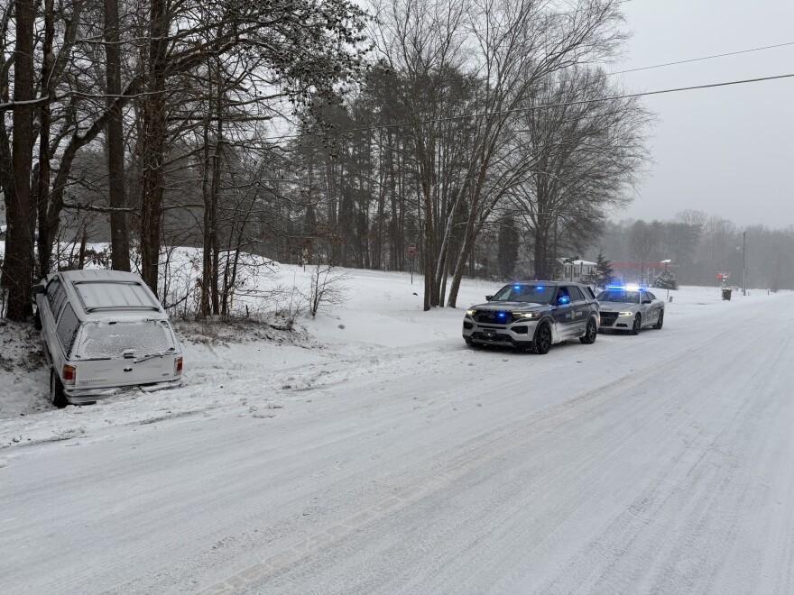 Police respond to a weather-related accident on Saturday, January 31.