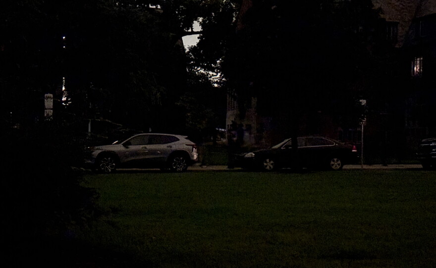 A dark MSU campus Saturday night. 