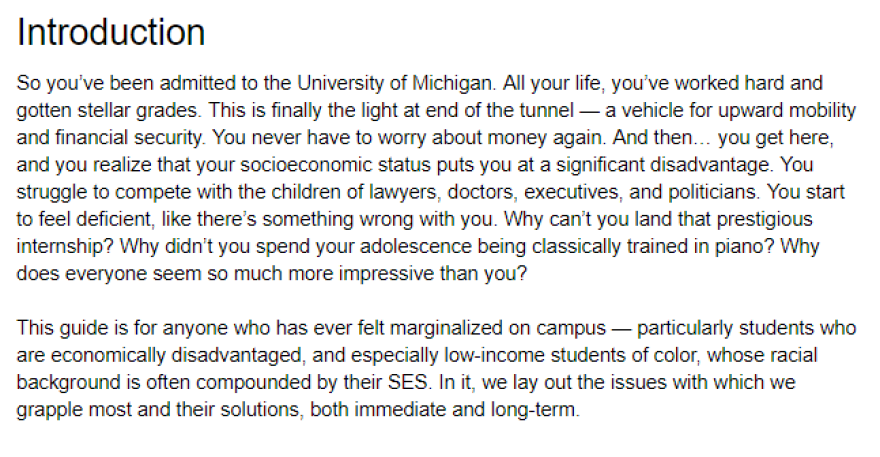 A screenshot of the "Being Not-Rich at UM" guide