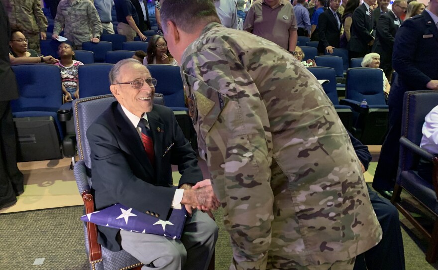 Lt. Gerald Berry of Clearwater flew one of the planes that transported paratroopers behind enemy lines on D-Day. He was honored with eight other WWII vets during a ceremony at MacDill Air Force Base.