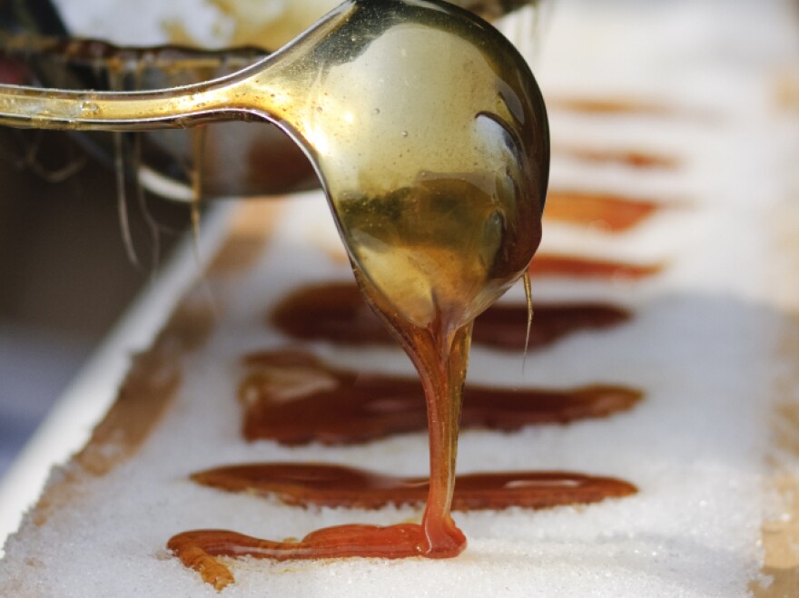 The "snow parties" of the last century popularized "waxing," the pouring of maple syrup on snow to produce a chewy candy.