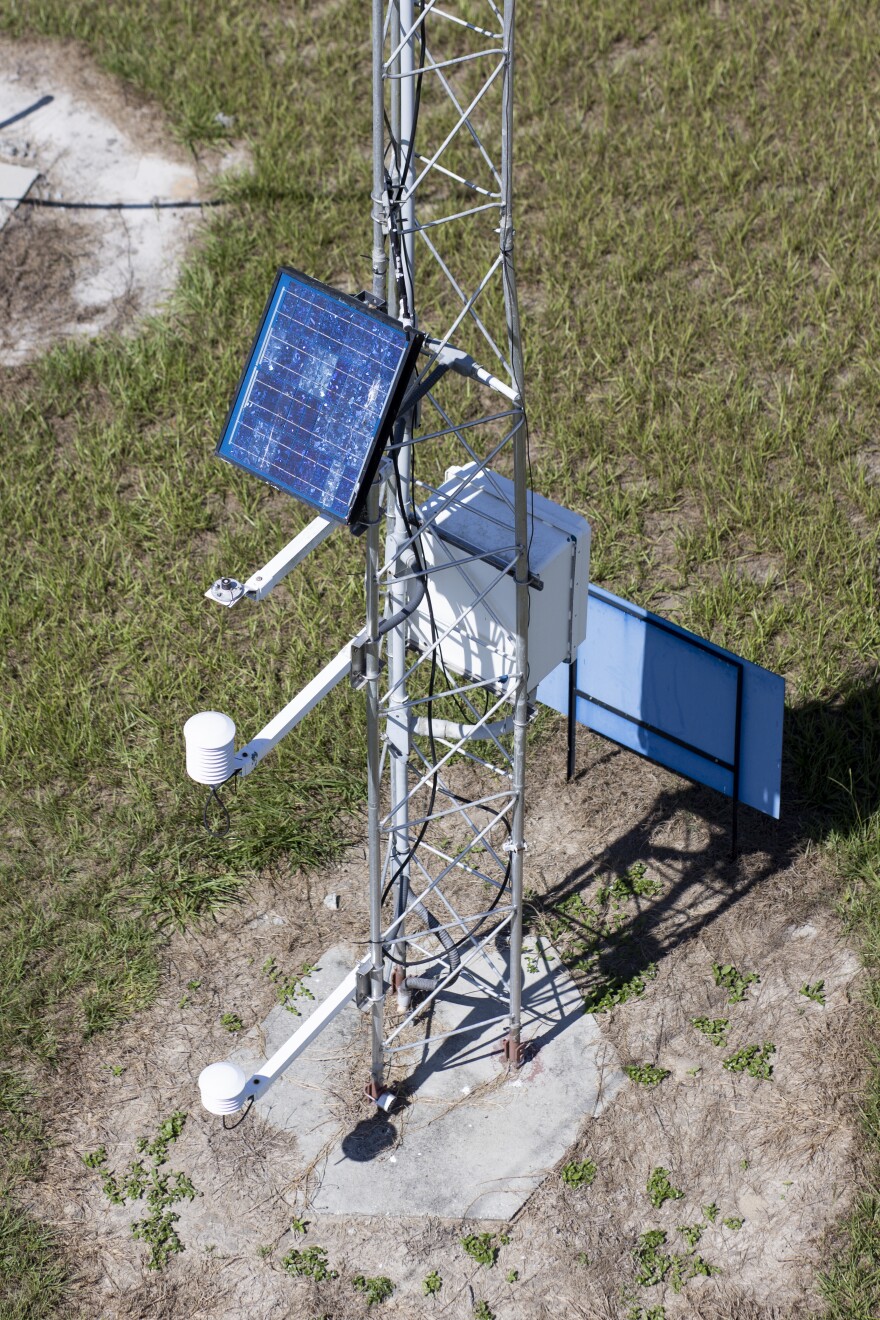 FAWN weather station tower at the Plant Science Research and Education Unit.