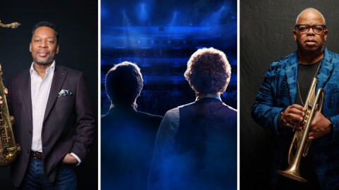 A collaboration between Ravi Coltrane, far left, and Terence Blanchard, far right, and The Simon and Garfunkel Story are among the non-classical shows recently added to the St. Louis Symphony’s calendar. The Simon and Garfunkel Story — an immersive concert tracing the folk-rock duo’s rise — is set for February 10 and jazz luminaries Blanchard and Coltrane will celebrate the historic collaboration between Miles Davis and John Coltrane in a June 6 performance.