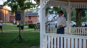 David LaManna, co-founder of United American Patriots, spoke at the Naugatuck green Tuesday night about the need to support police. He said the Facebook group for the United American Patriots has gained 3,600 followers in two weeks. 