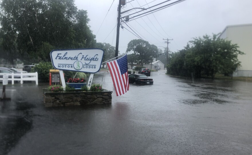 A scene from Falmouth Heights Tuesday morning