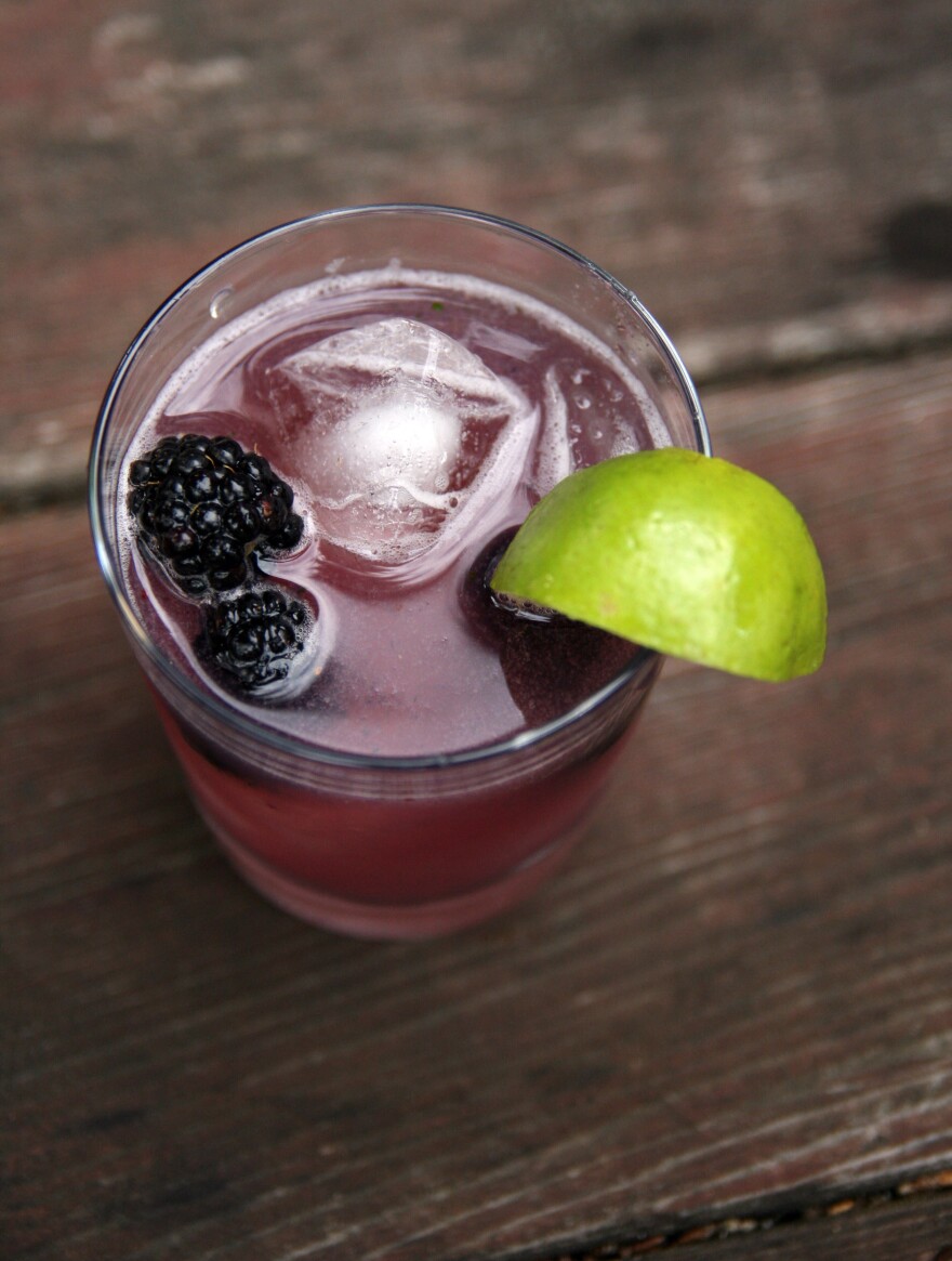 The Huck Finn (Gin Cocktail With Blackberries, Cucumber And Basil Syrup)
