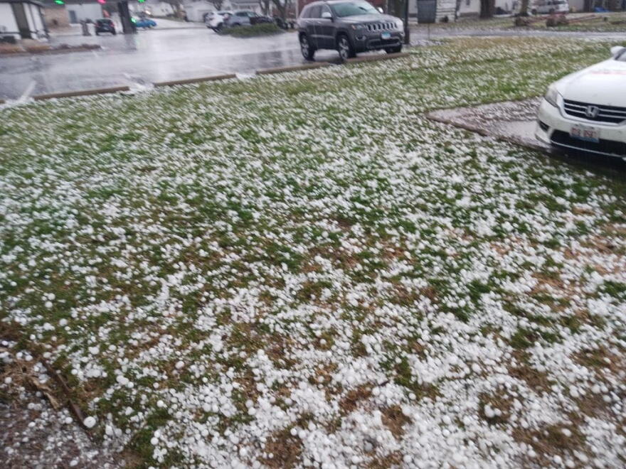 Hail and storm damage spotted Friday in Roanoke.
