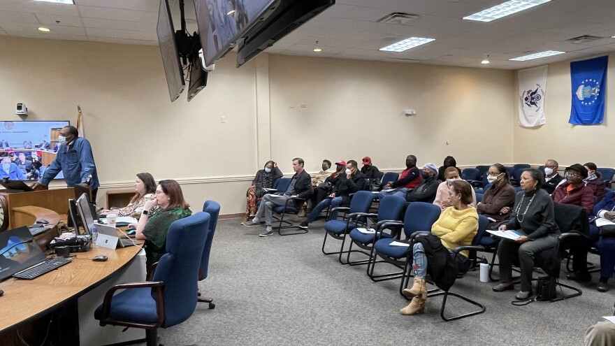 Eugene Emory addressing the Nassau County Board of Commissioners on February 7, 2022.