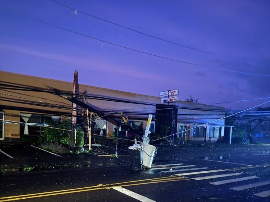 A downed power line on Kauaʻi after Hurricane Lowell, Sept. 8, 2026