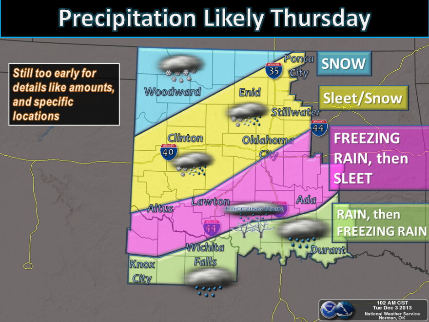 The National Weather Service encourages residents to prepare for a possible winter storm that could bring a mix of freezing rain, sleet and snow to Oklahoma.