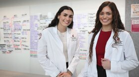 Second-year WSU medical students Carmella Crooks, left, and Victoria Caldera, photographed Feb. 18 at WSU Spokane, are planning to start a program to certify future doctors as medical interpreters. The two have Venezuelan heritage and speak Spanish already, but would like to study how to translate medical terminology to acquire the certification for themselves, with the help of a grant from a local foundation.