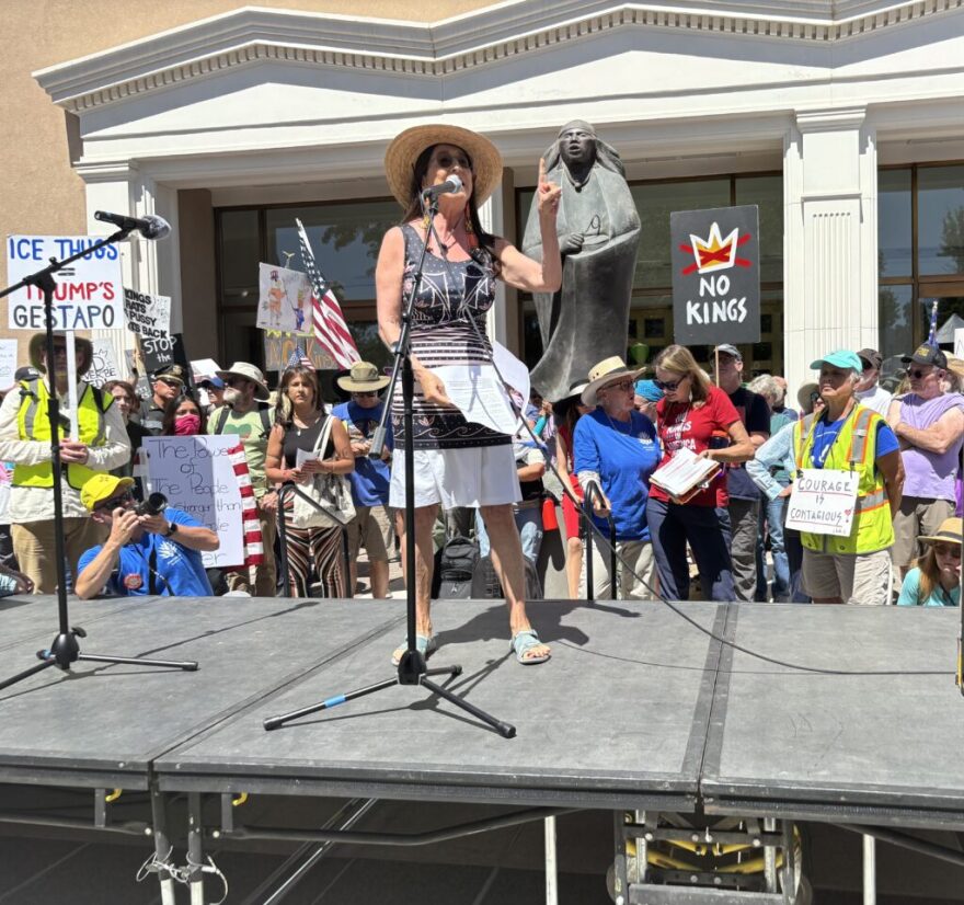 U.S Rep. Teresa Leger Fernandez (D-N.M.) who represents New Mexico’s 3rd Congressional District, spoke to the crowd at the Santa Fe, NM No Kings protest on June 14, 2025.