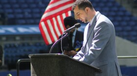 Sen. Fady Qaddoura (D-Indianapolis) spoke at the memorial on Saturday, May 1, calling directly for gun reform and investment in mental health.