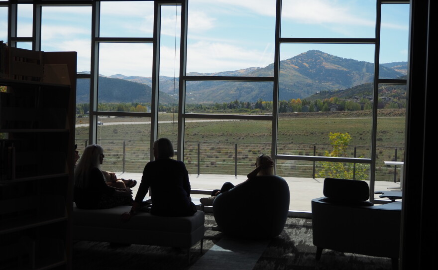 Visitors to the Kimball Junction library enjoy a view of Iron Mountain and the Snyderville Basin Oct. 3, 2026.