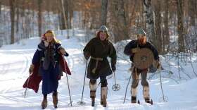 Josie, Grant, and Dave Nelson reenact a daring royal escape from medieval Norway during the 2010 American Birkebeiner. Karl Nelson, then an infant, is carried by Josie. The American Birkebeiner chooses new reenactors for each year's event.