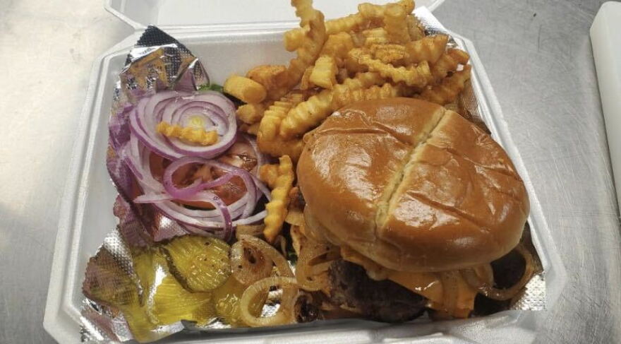 A cheeseburger meal from 1930 Classic Kitchen  