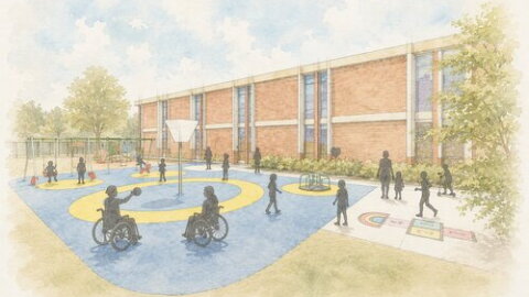 A rendering of a new playground area in the Brown Deer school district that will be upgraded if the 2026 referendum passes.
