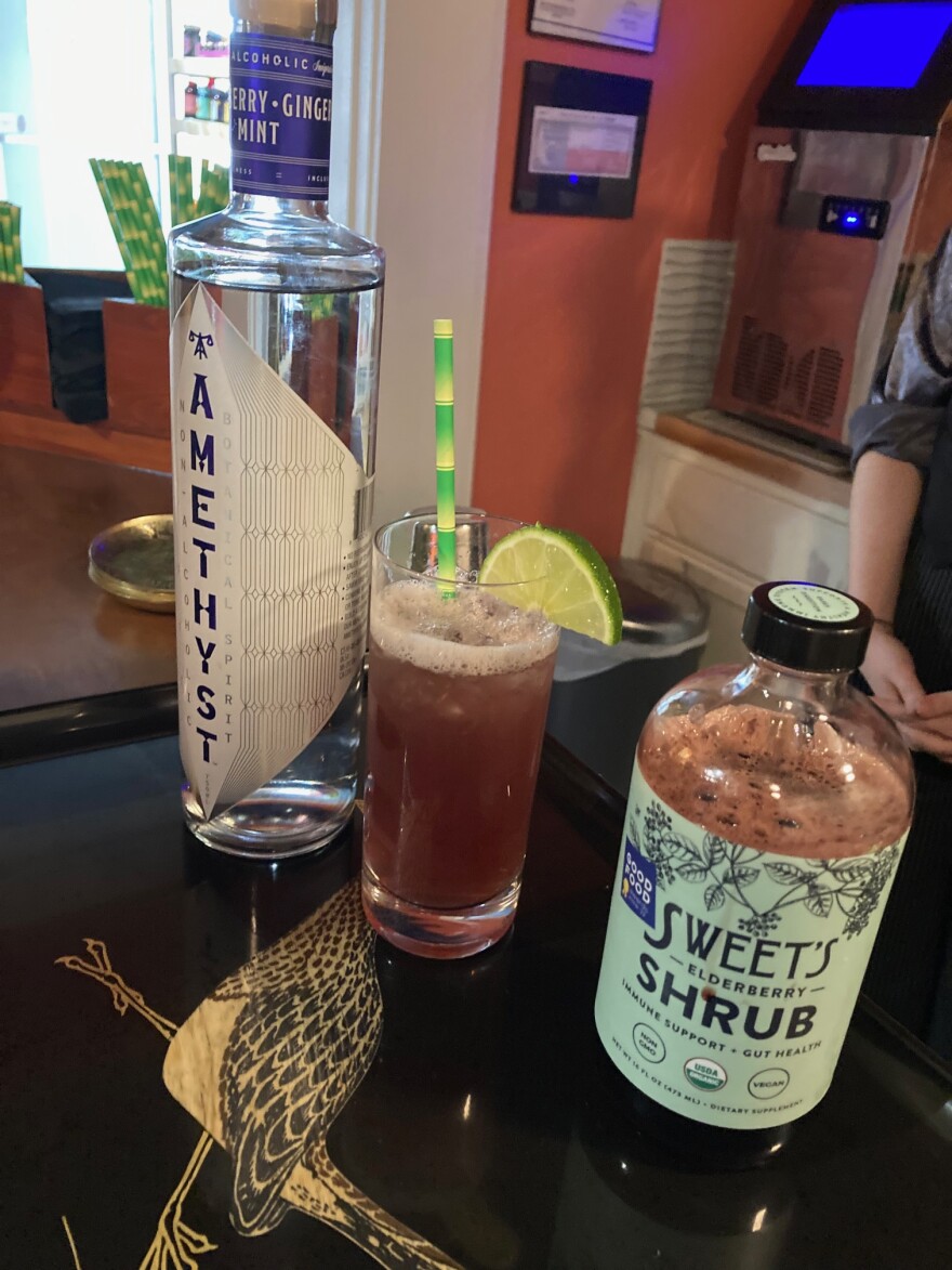 The Blueberry Moon Shrub is one of the alcohol-free cocktails you can find at Beyond The Bar.