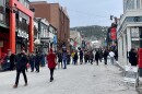 Crowds on Park City's Main Street during the opening weekend of the 2025 Sundance Film Festival.