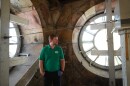 Nick Burket is Blair County’s facilities director, and one of the people helping to restore the clocktower at the Blair County Courthouse. He stands by some of the glass faces, which are visible outside of the building in downtown Hollidaysburg. 
