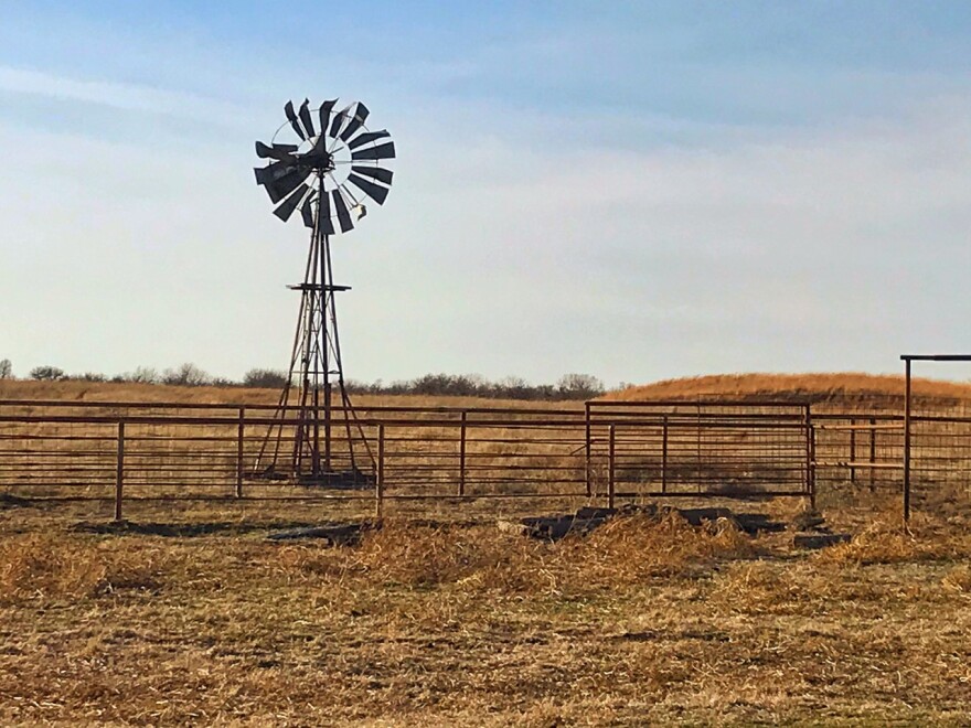 An old fashioned windmill, near Claflin, Kansas. (Photo by J. Schafer) 