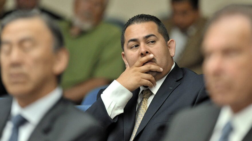 Fullerton police officer Manuel Ramos at the preliminary hearing in the death of Kelly Thomas, a mentally ill homeless man. Ramos and fellow officer Jay Cicinelli will stand trial for Thomas' death.