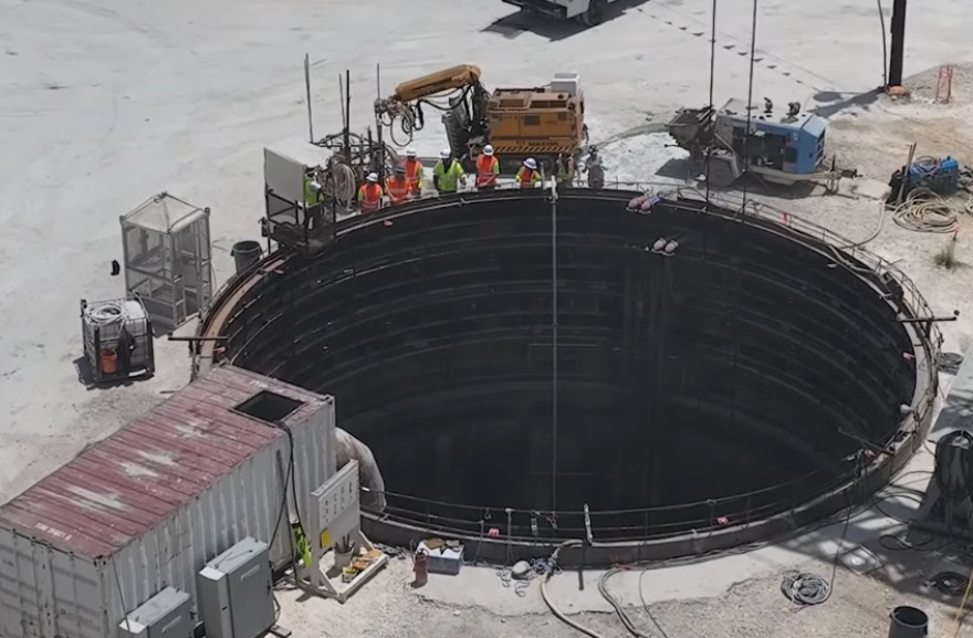 One of the drop shafts being dug for the I-35 drainage tunnel.