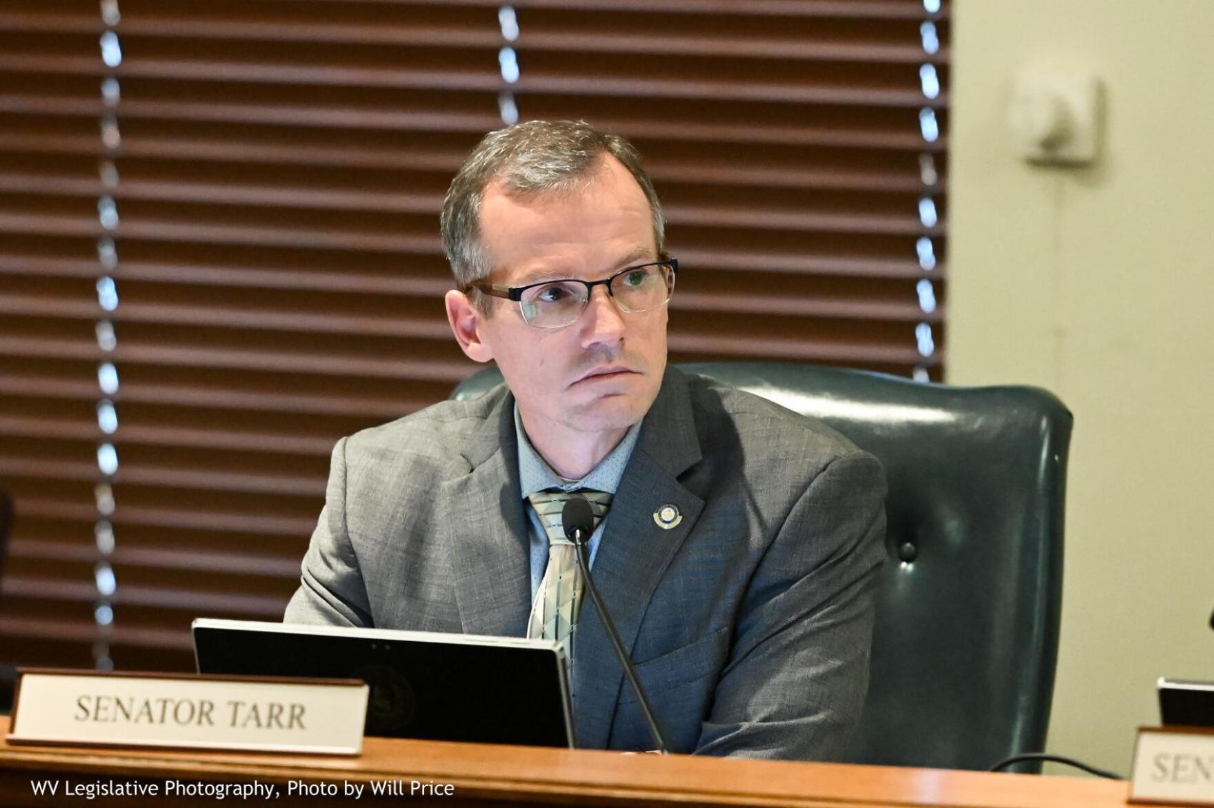 In this file photo, Sen. Eric Tarr, R-Putnam, sits in a committee meeting during the 2020 legislative session.