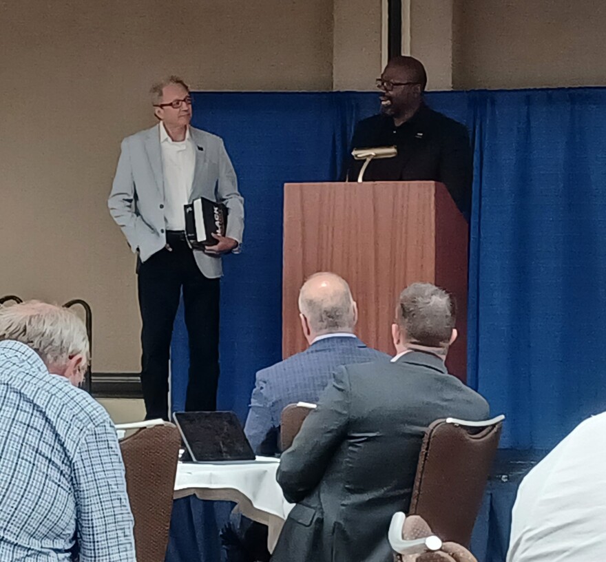 Dr. Joel Freeman (l) and Dr. Walter Milton, authors of Black History 365, are pictured.