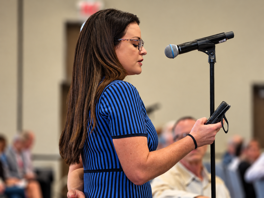 Dr. Jessica Peatros, St. Petersburg, speaking in favor of removing school entry vaccine mandates. She said parents deserve informed consent and should ultimately be left with the choice to either vaccinate their children or not.