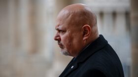 International Criminal Court Prosecutor Karim Khan poses during an interview with AFP at the Cour d'Honneur of the Palais Royal in Paris.