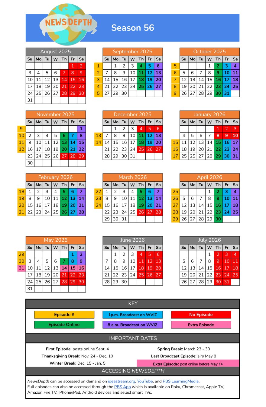 Season 56 Calendar - Episode Schedule