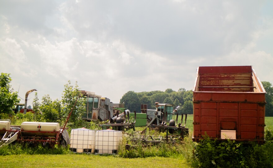 Decades-old equipment and parts are scattered throughout Kellogg Family Farms.