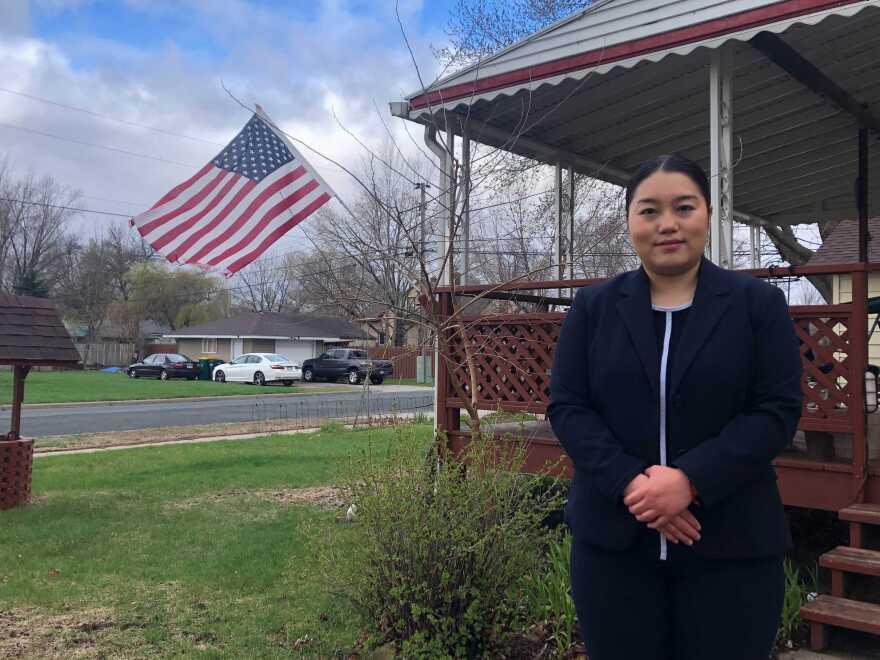 State Rep. Samantha Vang outside her home in Brooklyn Center, a city she calls "the future face of America."