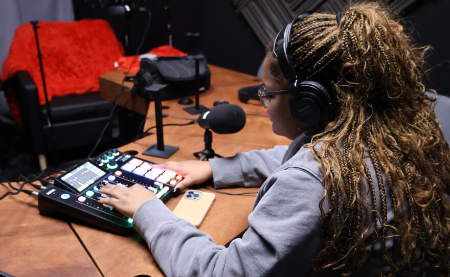 A student-run podcast being recorded at Ypsilanti Community High School.